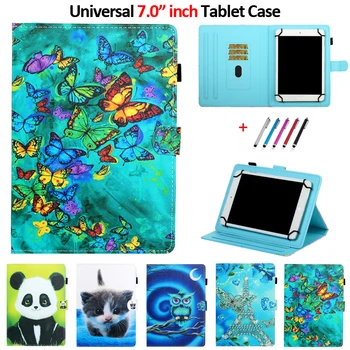 Universal 7 tommer Tablet taske til Samsung Galaxy Tab En 6 7.0 Butterfly Læder Cover Til Huawei Mediapad T3 7 Lenovo Fanen M7 Sag