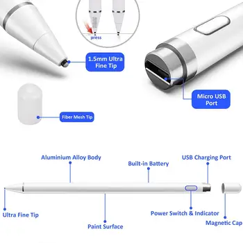 Universal Kapacitiv Stylus Touch Screen Pen Smart Pen til IOS/Android-Systemet Apple iPad Smart Phone Blyant, Pen Stylus Touch Pen