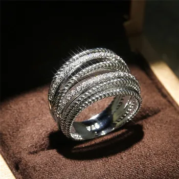 VAGZEB S925 Sølv Smykker Krydser Finger Ring Kvindelige Mode Micro Banet CZ Crystal Ringe til Kvinder, Sterling Sølv Smykker