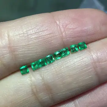 VANTJ Ægte, Naturlig Colombia Emerald Løs Smykkesten 1STK Square Cut Ædle Sten og Sølv Guld Kvinder Diy Smykker