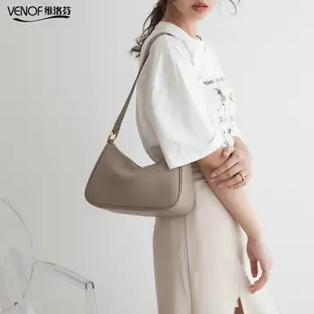 VENOF 2020 fransk Cowhid Læder Skulder Taske til Kvinder Mode Solid Hobos Kvindelige Messenger Taske Damer Crossbody Tasker Brand Bag