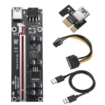 VER009S Plus PCI-E Riser-Kort PCI Express 1X til 16X USB 3.0 SATA Kabel til 6Pin Stik til Grafik grafikkort Minedrift