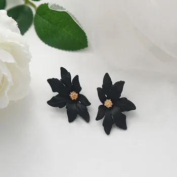 VSnow koreanske Sort Farve Akryl Mode Geometriske Dingle Øreringe til Kvinder koreanske Hjertet Flwer Metal Crystal Øreringe Smykker