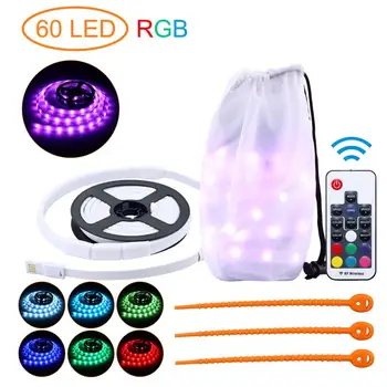 Vandtæt Camping RGB LED Strip Light Lommelygte Lampe USB-LED String Lys Fjernbetjening Udendørs Camping