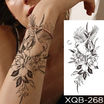 Vandtæt Midlertidig Tatovering Mærkat Fugl sun blade, blomster Flash Tatoveringer Månen solsikke Body Art Arm Falske Tatovering Kvinder Mænd