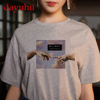 Vaporwave Kvinder T-Shirt Tøj ulzzang Æstetiske Michelangelo T-shirt Streetwear Kvindelige Harajuku 90'erne Tshirt koreanske æstetiske