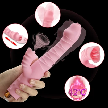 Varme Dildo Vibrator Teleskopisk Rotation HugeTongue Vibrator G Spot Stimulere Klitoris til kvinde Onani Elsker livet Sex