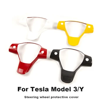 Velegnet Til Tesla 2021 Nye MODEL3 / Y Rattet Beskyttende Dekorative Indvendige Label Ændring Shell Cover