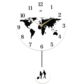Verdenskort wall clock stue ur på moderne minimalistisk ur Nordiske væg ur husstand mute