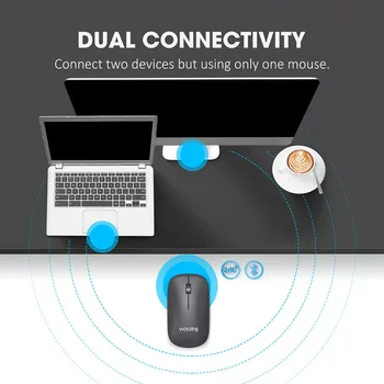 VicTsing 2,4-GHz Trådløse Bluetooth Mus, Dual-Mode Bærbare Mobile Optisk Mus med Ultra-slim Design Silent Klik på 5 niveauer DPI