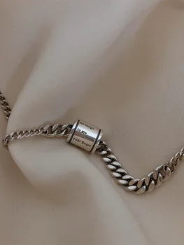 Vintage 925 Sterling Sølv Geometriske Perle Charm Halskæde til Kvinder Kæde Bryllup Smykker dz705