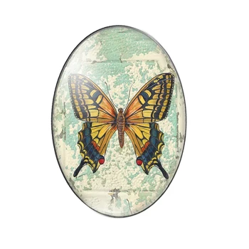 Vintage Butterfly med en blomst Maling 10stk blandet 13x18mm/18x25mm/30x40mm Oval foto glas facetslebet demo fladskærms tilbage at Gøre resultaterne