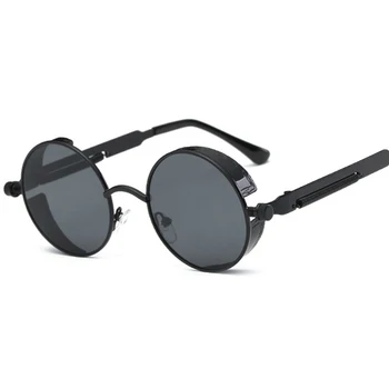 Vintage Kvinder Steampunk Solbriller Brand Design Runde Solbriller til mænd, kvinder retro de sol UV400 sol briller briller