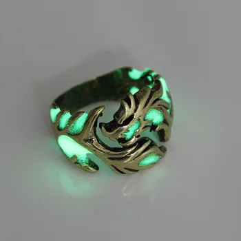 Vintage Mænds Ring Cool Dragon-Light-emitting Ring Lysende Hånd Smykker Glød-in-the-mørke Ring Bryllup Bands Part Geometriske Olie