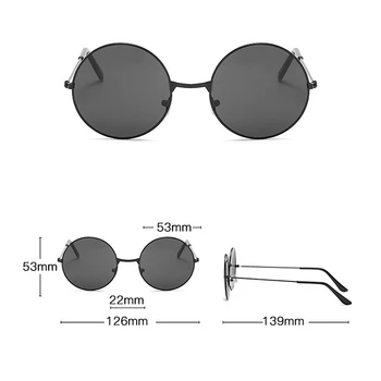 Vintage Små Runde Solbriller Kvinder, mand Brand Designer Solbriller Kvindelige Legering Farverige Retro Spejl med Sort Cirkel Oculos De Sol