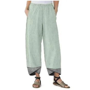 Vintage Trykt Harem Bukser Kvinder Bukser, Casual Elastisk Talje Bomuld Bred Ben Bukser Løs Pantalon Sommer Plus Size Bukser