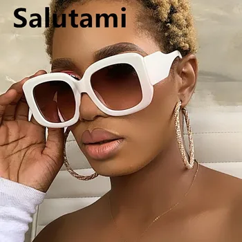 Vintage Tyk Kant Overdimensionerede Square Solbriller Til Kvinder Fashion Brand Gradient Elegant Hvid Pink Solbriller Kvindelige 2021 Ny