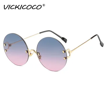 Vintage Uindfattede Runde Solbriller Kvinder Ocean Farve Linse Spejl Solbriller Mænd Kvinder Brand Design Cirkel Briller Modis Oculos