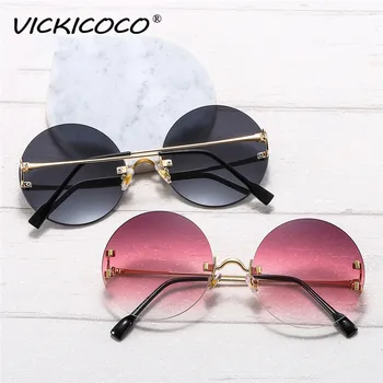 Vintage Uindfattede Runde Solbriller Kvinder Ocean Farve Linse Spejl Solbriller Mænd Kvinder Brand Design Cirkel Briller Modis Oculos