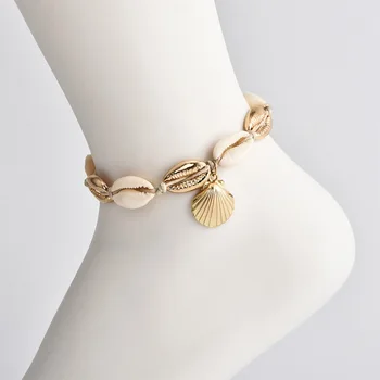 Vintage antik Guld farve ankelkæde kvinder pailletter geometriske perler armbånd armbånd Boheme anklet armbånd Boho fod juvel