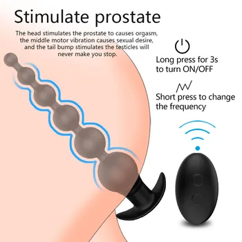 Voksne 18+ 9 Hastigheder Anal Vibrator for Mænd Fjernbetjening Prostate Massage Anal Plug Perler, Male Masturbation Erotisk sexlegetøj Sm Produkt