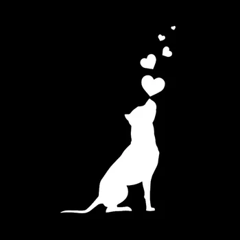 Volkrays Dejlig Bil Mærkat Dog Hjerter Pet Amerikansk Staffordshire Terrier Tilbehør Reflekterende PVC Decal Sort/Sølv,15cm*8cm