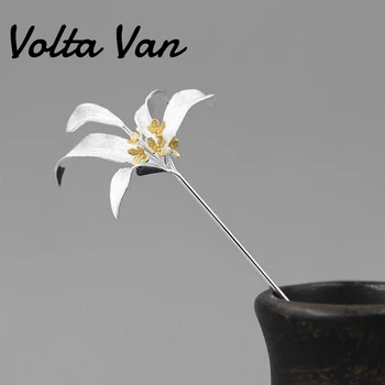 Volta Van Kvinder Brocher 925 Sterling Sølv 2021 Nye Osmanthus Blomst Vintage Jubilæum Gave Smykker Sølv Broche