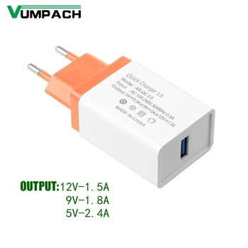Vumpach USB-Oplader til Hurtig Opladning 3.0 Hurtig Oplader QC3.0 18W Bærbare Væggen USB Power Adapter Oplader for iPhone xiaomi samsung
