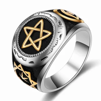Vunix Vintage Stjerne Mønster Magic array Finger Ring Til Mænd Mode Smykker Mandlige Ringe Anel 6-13 stor størrelse