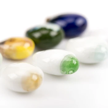 Vymeetiu 21# 4stk Bred bønne Form Farverige Porcelæns Perler Til smykkefremstilling Kina DIY Kina Keramik perler 0B4#1180
