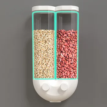 Vægmonteret Korn Opbevaringsboks Køkken Korn, Ris Container Dispenser Hånd Tryk På Moistureproof Forseglet Beholder Til Opbevaring Af Mad Flaske