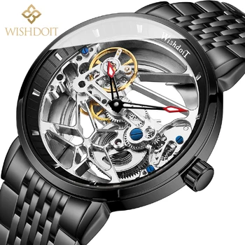 WISHDOIT originale mærke 2021 tourbillon automatiske mekaniske herreur nyeste design tourbillon mænds mekanisk ur