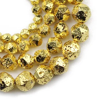 WLYeeS 18 Guld, Facetslebet Runde natursten 6 8 10 12 mm Løs Spacer Perler til Smykker Armbånd Gør DIY 15