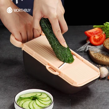 WORTHBUY Multifunktionelle Vegetabilske Cutter Mandoline Slicer For Frugt, Grøntsager Rivejern Med Stål Klinge Køkken Vegetabilske Værktøjer