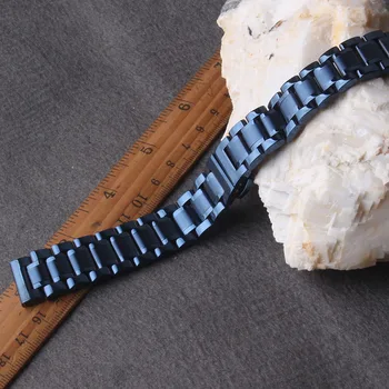 Watchbands Mørke blå Solid Links, Rustfrit Stål Ur Band Folde butterfly Lås Ure Rem Armbånd Udskiftning 20mm 22mm