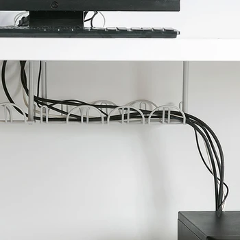 Wire Storage Rack Under Bordet Punch-gratis selvklæbende Hængende Kurv Router Socket Bøjle Hjem Skrivebord og Kabel-Organisation