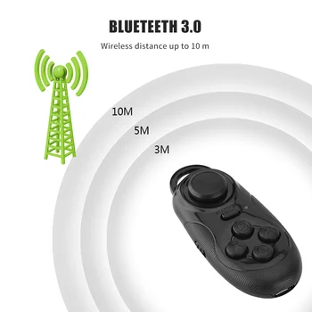 Wireless Gamepad Bluetooth 3.0 Multifunktionelle Sort Letvægts Mini Bærbare VR Smart Telefon Selfie Video Spil Fjernbetjening