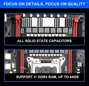 X79 Bundkort Sæt og Xeon E5 2689 CPU med 4*4GB 1600MHZ REG ECC Ram-USB3.0 LGA2011 SATA3 PCI-E NVME M. 2 Slot