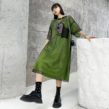 XITAO Kvinder Mode Pullover Kjole Falsk To Stykke 2021 Elegante Gudinde Fan Afslappet Stil Hule Ud Mindretal Kjole Top CLL1856