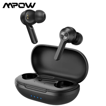 XMpow MFly TWS Øretelefoner Trådløse Bluetooth-5.0 Earphopnes med IPX7 Vandtæt Punchy Bas Lyd 30Hrs Spilletid for Sports-Arbejde