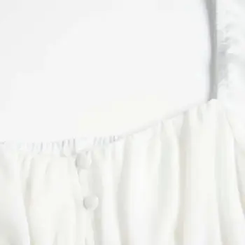 XNWMNZ 2021 Firkantet Krave Hvid Tunika Kvinder Bluse Shirt Kvindelige Elegant Sommer Sexet Puff Ærme Toppe Damer, smarte Bluser Kontor