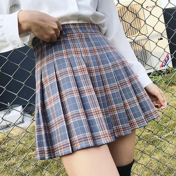 XS-3XL Harajuku 2021 Kvinder, Mode Sommer høj talje plisseret nederdel Vind Cosplay plaid nederdel kawaii Kvindelige Nederdele