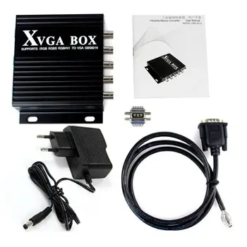 XVGA Box RGB RGBS RGBHV MDA CGA EGA til VGA Industrielle Overvåge Video Converter med OS Plug Power Adapter, Sort