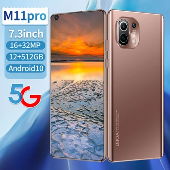 Xiao M11 Pro Hot Salg 6800mAh 12GB 512GB Nyeste 7.3 tommer Mobiltelefon 10 Core Mobiltelefon 5G 4G LTE Smartphone-Netværk GPS