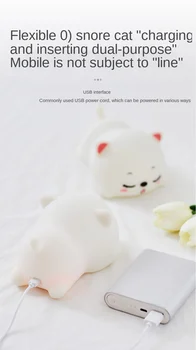 Xiaomi Søde Kat Pat Lys Legetøj til Børn USB-Genopladelige sengelampe Tegneserie Kat Blød Silikone Nat Lys Gave