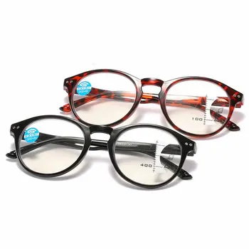 XojoX Progressiv Multifokal Læsning Briller Kvinder Mænd Vintage Brillerne, Langsynethed Runde Langsynethed Briller +1.5 2.5 3.5