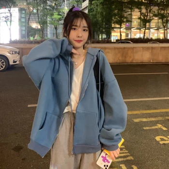 Y2k Vintage-Zip-Up-Streetwear Kvinder Æstetisk Tøj Koreansk Mode Harajuku Langærmede Sweatshirts Og Hættetrøjer Kvinder Sweetshirts