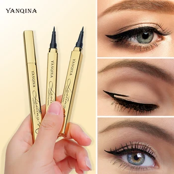 YANQINA Professionel Sort Eyeliner Quick-tørring Vandfast Pen langvarige Ikke Blomstrende Flydende Eye Liner Blyant Glat Makeup