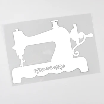 YJZT 16.1 CM X 10.3 CM Gammeldags symaskine Decal Vinyl Bil Sticker Sort/Sølv 8A-1184