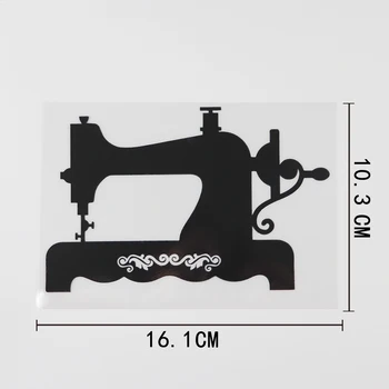 YJZT 16.1 CM X 10.3 CM Gammeldags symaskine Decal Vinyl Bil Sticker Sort/Sølv 8A-1184